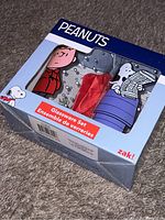 Boxed Peanuts glassware set with visible cartoon characters and branding