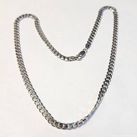 Full view of the 20-inch silver curb chain necklace with lobster clasp.