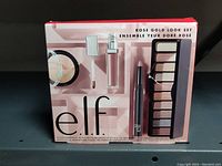 Front view of e.l.f. Cosmetics Rose Gold Look Set box showing items included
