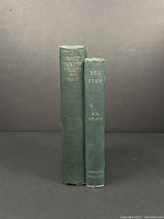 Photo of the two books standing upright showing the spines. 'The Salt Water Angler' by Leonard Hulit and 'Sea Fish' by F. G. Aflalo.