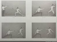 Close up of four fencing prints together showing different fencing actions and poses