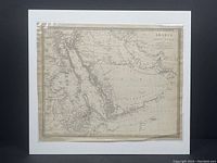 Full view of the antique map mounted on foam board and shrink-wrapped