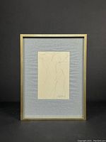Frontal image of framed ink drawing, showing the full artwork and frame.
