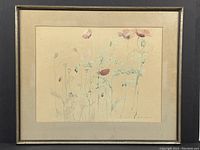 Full view of framed watercolor painting showing overall appearance, mat and frame.
