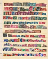 First stock page showing multiple rows of assorted used French stamps in various colors and denominations.