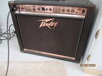 Full view of the Peavey Ecoustic 112 amplifier showing control panel and logo.