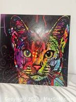 Frameless 11x14 print showing full vibrant Abyssinian cat image in multicolor style.