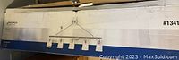Chandelier in original box with visible Progress Lighting branding and partial image of the fixture.