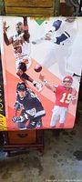 Poster featuring famous players from basketball, baseball, hockey, and football in action poses.