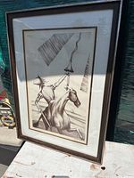 Framed Bert Pumphrey Don Quixote lithograph showing the full artwork and frame.