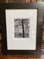 Full view of the framed black and white print showing the overall condition and frame detail.