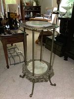 Front view of entire fern stand showing two tiers and overall design