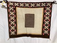 Full front view of Navajo weaving showing central and border pattern