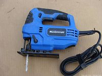 Mastercraft jig saw front view showing blade, handle, and base.