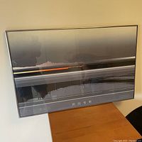 Framed poster art print by Tetsuro Sawada featuring abstract linear and geometric design with grayscale and red tones.