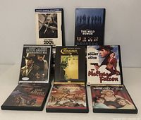 Front display of select DVD cases from the movie collection including 2001: A Space Odyssey, The Wild Bunch, Butch Cassidy and the Sundance Kid, Chinatown, The Maltese Falcon, plus others.