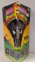 Full packaging view of the sealed Mighty Morphin Power Rangers Black Ranger action figure.