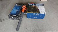 Overview showing blower unit, gutter kit box and blower box
