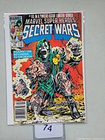Front cover of Secret Wars #10 comic showing armored villain and Marvel logo
