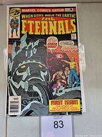 Front cover of The Eternals #1 vintage Marvel comic book featuring main title, characters, and publisher logo.