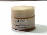 Front view of the Shiseido Benefiance Wrinkle Smoothing Cream jar showing the product name and branding.