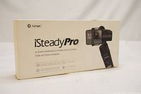 White box packaging for Hohem iSteady Pro 3 handheld stabilizing gimbal stabilizer for action cameras.