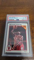 Front view of 1991 Hoops Michael Jordan #30 PSA 6 basketball card in PSA graded slab.