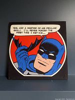 Full view of the Batman stretched canvas art showing the character and quote.