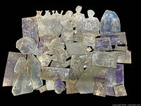Overview of 31 antique metal printing plates in various sizes and shapes, arranged collectively showing variety and condition.