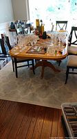 Full view of rug under dining table showing overall pattern and size