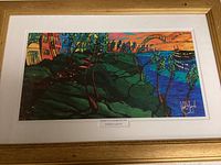 Framed print of Sunset on Harbortown with gold-tone frame