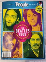 Front cover of the People Special Edition magazine featuring The Beatles 1969 with individual color photos of the four band members and center circular red and pink badge.