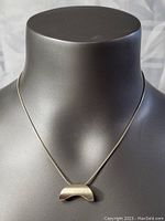 Front view of the sterling silver necklace displayed on a black bust, showing the pendant and chain.