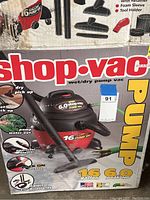 Photo of Shop-Vac box showing front of packaging with model features and accessories picture