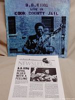 Front cover of B.B. King Live in Cook County Jail album showing B.B. King with guitar and jail bars background.
