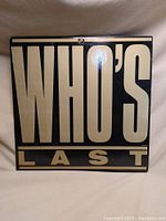 Front cover of 'Last' vinyl album with large gold text 'WHO'S LAST' on black background
