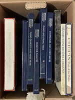 Top view of boxed classical music LPs featuring British National Collection volumes including Beethoven works and other composers, showing titles on spine.