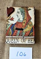 Front view of Sid Dickens Queen of Hearts plaque showing the detailed artistic card image and measuring sheet below.