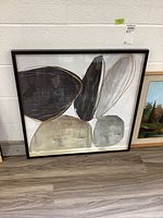 Full frontal view of the framed abstract print large square format.