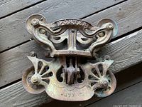 Front view of antique Hay Porter metal farm equipment showing embossed 'PORTER' and base with number '177'