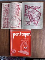 Three vintage yearbooks from North Toronto Collegiate laid side by side showing covers of 1954, 1955, and 1956 editions.