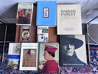 Photo showing 9 assorted vintage art books including titles on Canadian art history, portraits, Renaissance art, and notable artists.