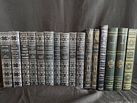 Books arranged side by side showing spines and titles