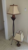 Full view of matching floor lamp and table lamp set