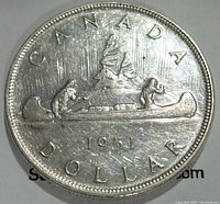 Reverse side showing canoe with voyageurs and inscriptions including date