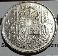 Reverse side of the coin showing the Canadian coat of arms and denomination.