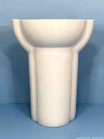 Front view of white Portica vase showing full height and silhouette