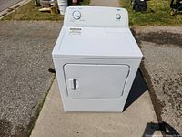 Front view of white Inglis dryer showing front panel, door and control knob.