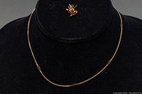 Chain laid on black velvet display with earrings positioned above