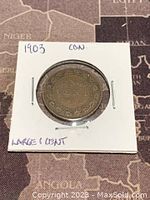 Reverse side of the 1903 Canadian Large 1 Cent coin showing denomination and year.